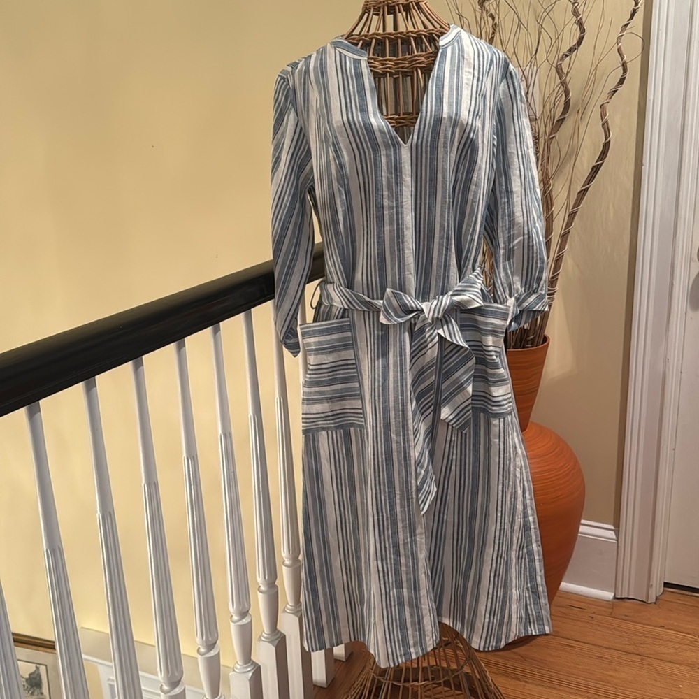 Worth New York white and blue stripe dress